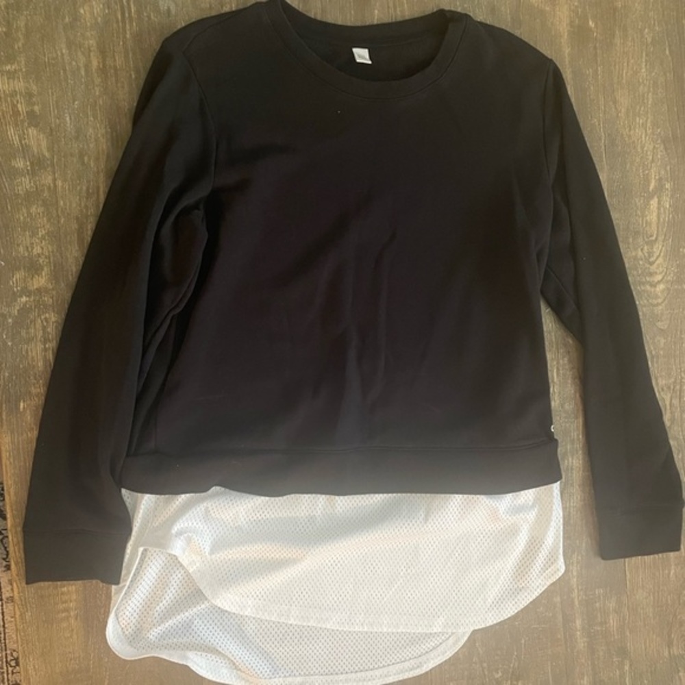 adidas Women’s Black Sweatshirt with White Mesh Hem